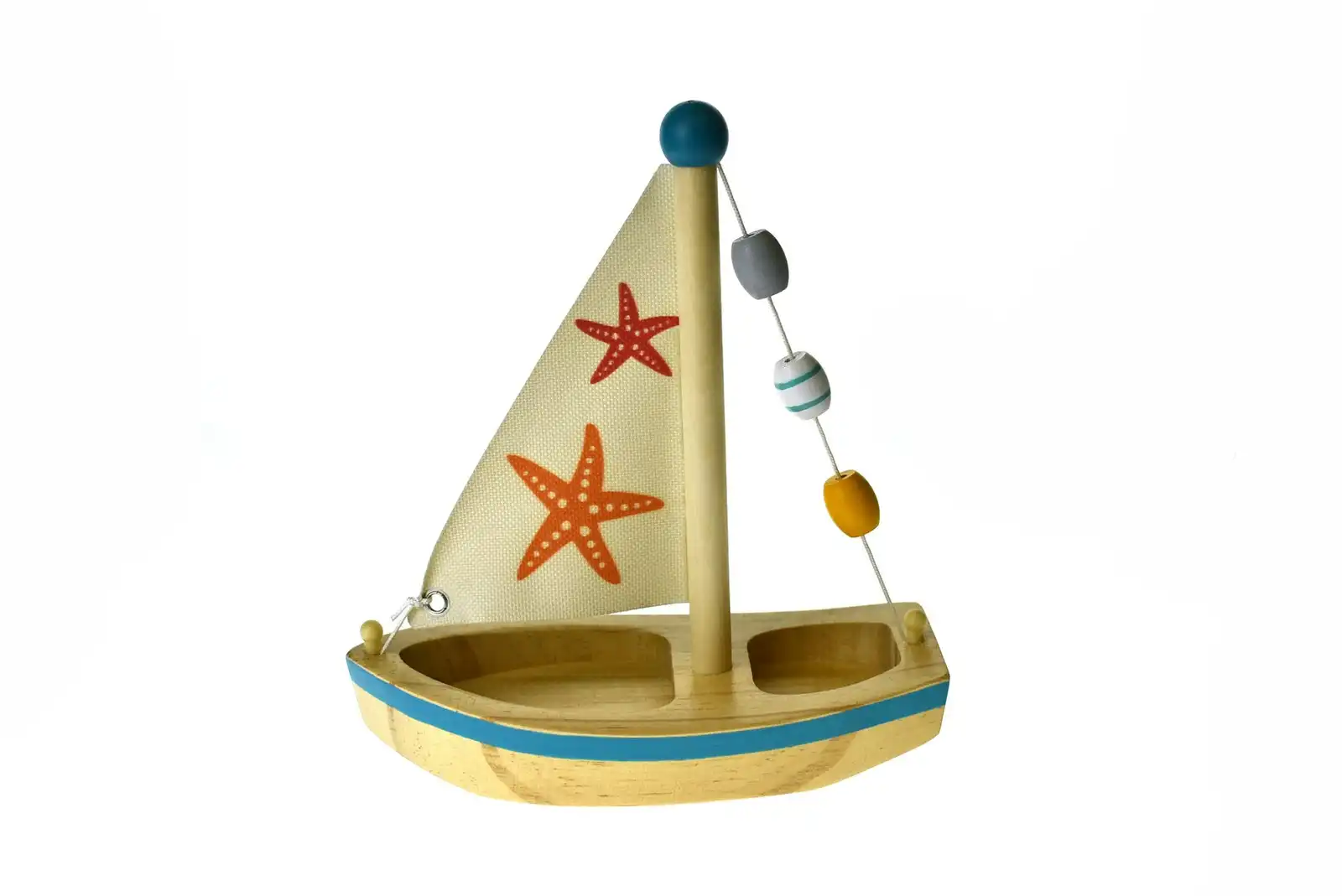 Kaper Kidz Calm & Breezy Large Wooden Sailboat Star Fish Children's Play Toy 2y+
