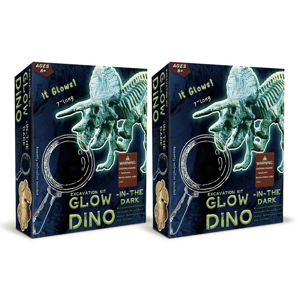 2PK Kaper Kidz Glow In The Dark Triceratops Kids/Childrens Excavation Kit 6y+