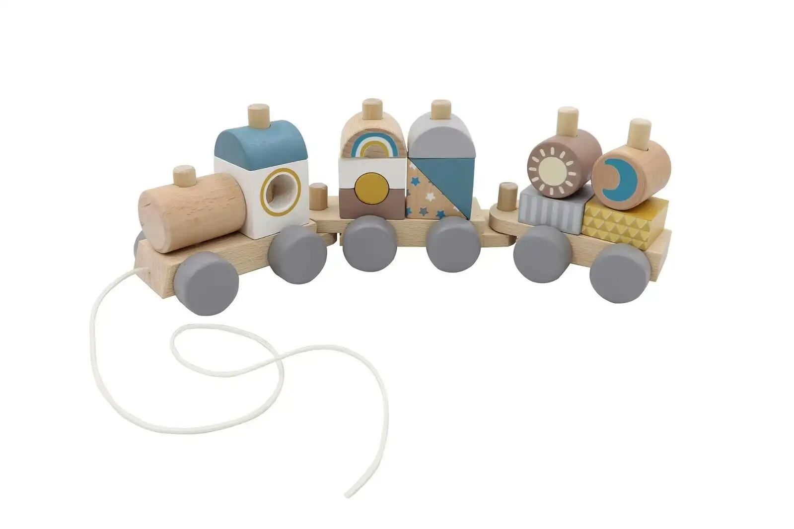 Kaper Kidz Wooden Kids/Toddler Calm & Breezy Stacking Block Train Play Toy 18m+