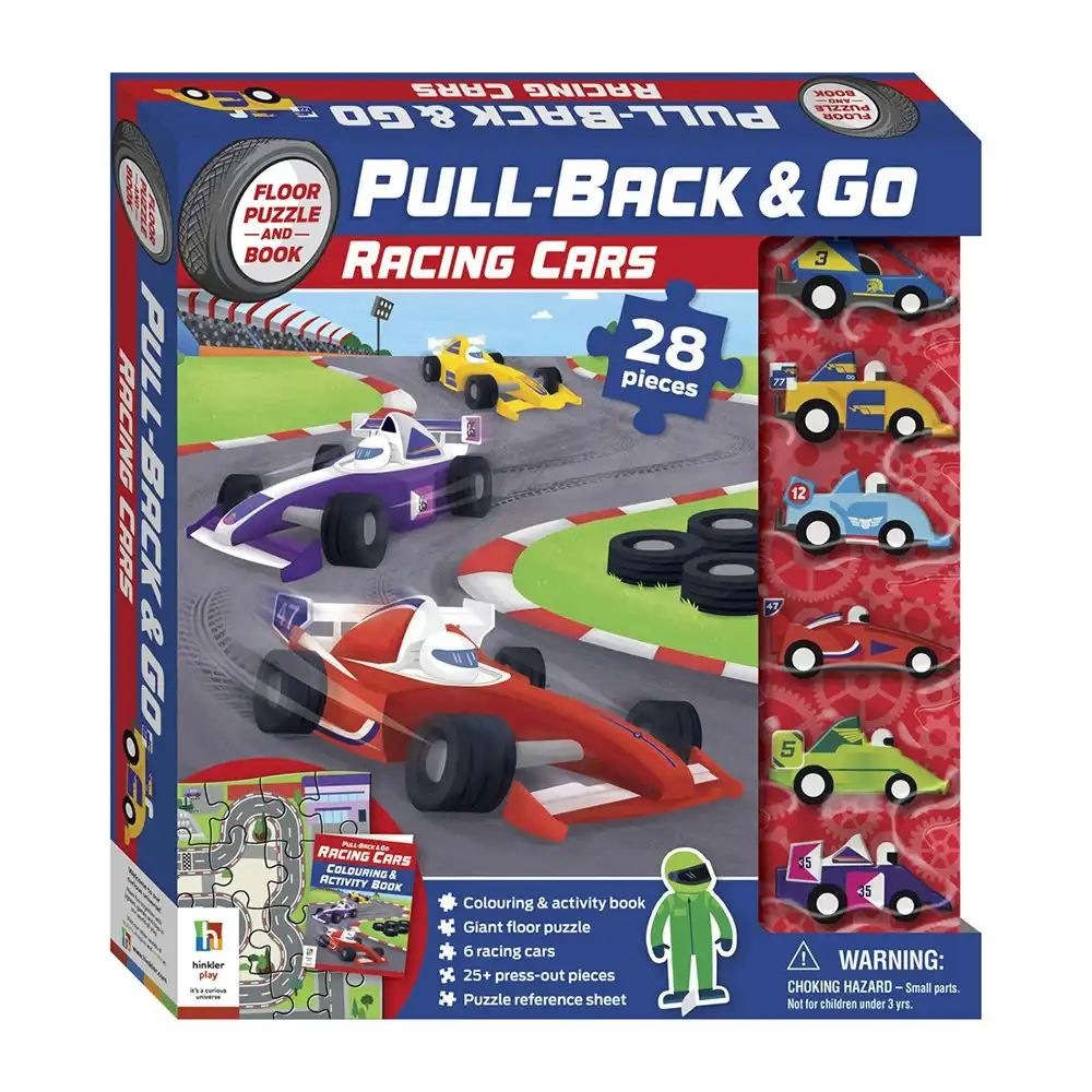28pc WonderFull Pull-Back & Go Kit Racing Cars Floor Puzzle/Book Kids Play Toy