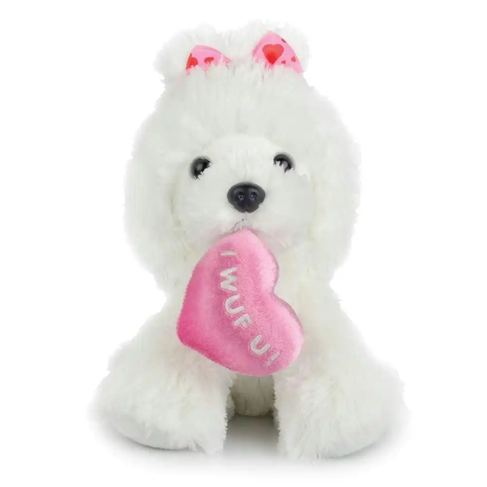 Korimco 30cm Valentines Poodle Love Dog Kids Soft Plush Stuffed Toy White 3y+