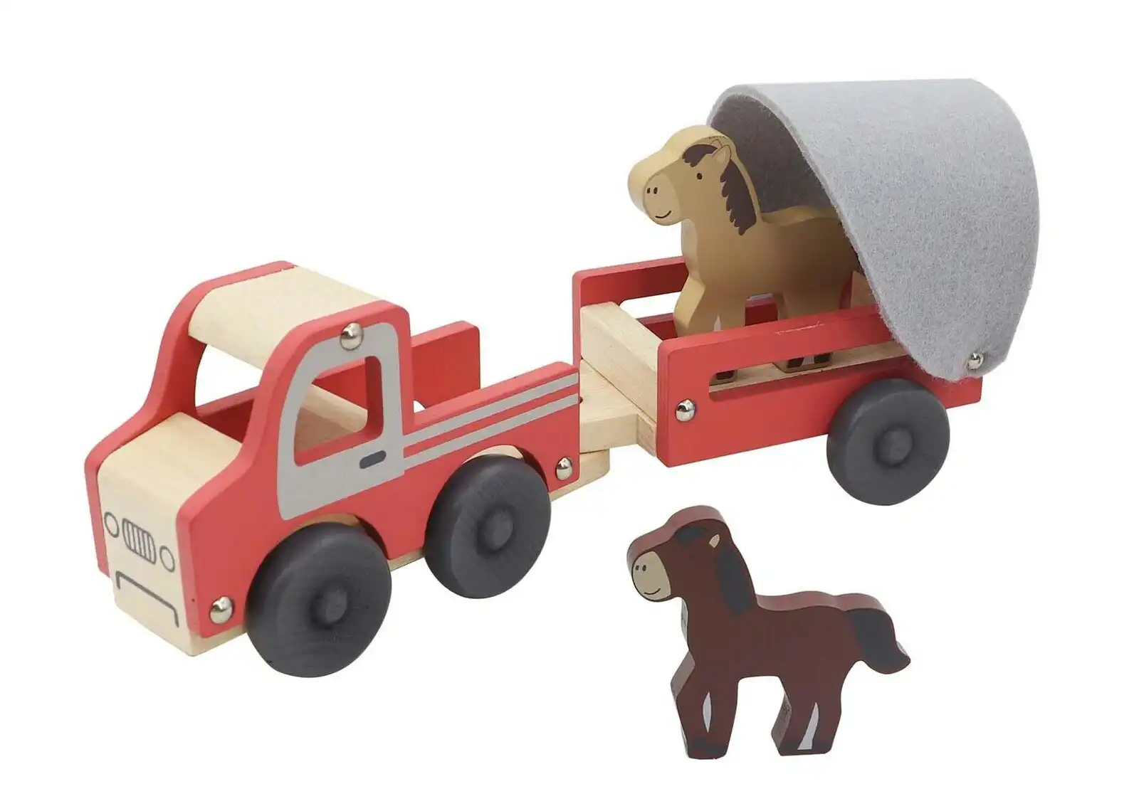 Kaper Kidz Wooden Truck With Horse Float Pretend Play Kids/Children Toy Set 3+