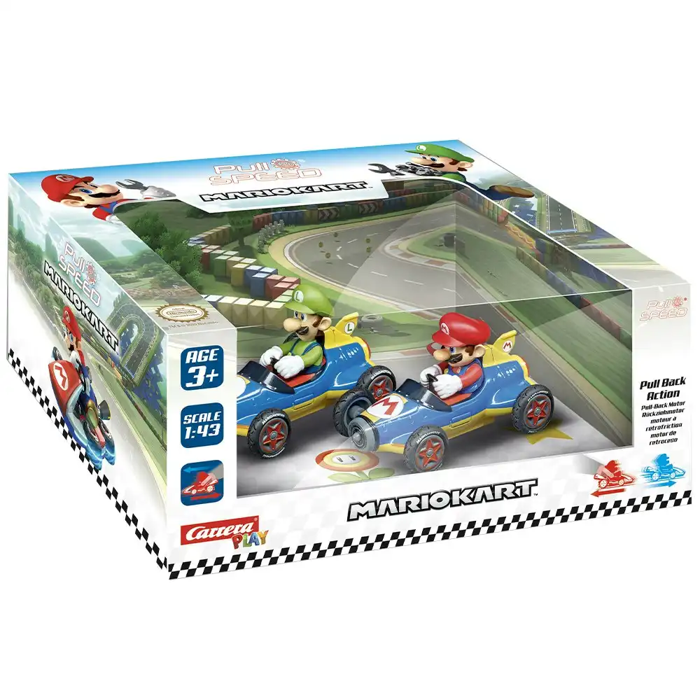 Carrera Pull & Speed Mario Kart Twin Pack Mach 8 Vehicle Toy Mario & Luigi 3y+