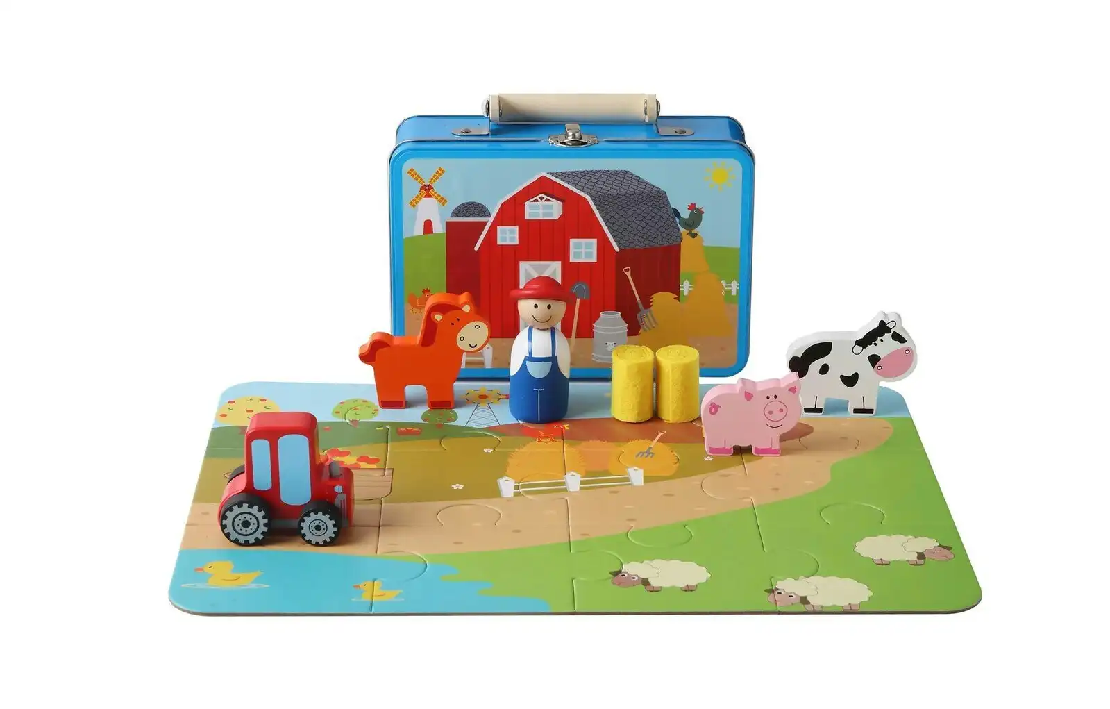 Kaper Kidz Kids/Children Toddler/Children's Farm Wooden Playset In Tin Case 3+