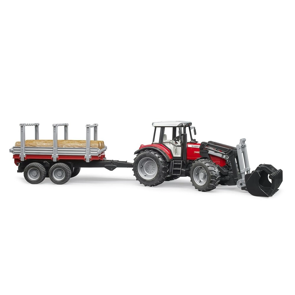 Bruder 1:16 Massey Ferguson 7480 w/ Front Loader & Timber Trailer Kids 3y+ Toy