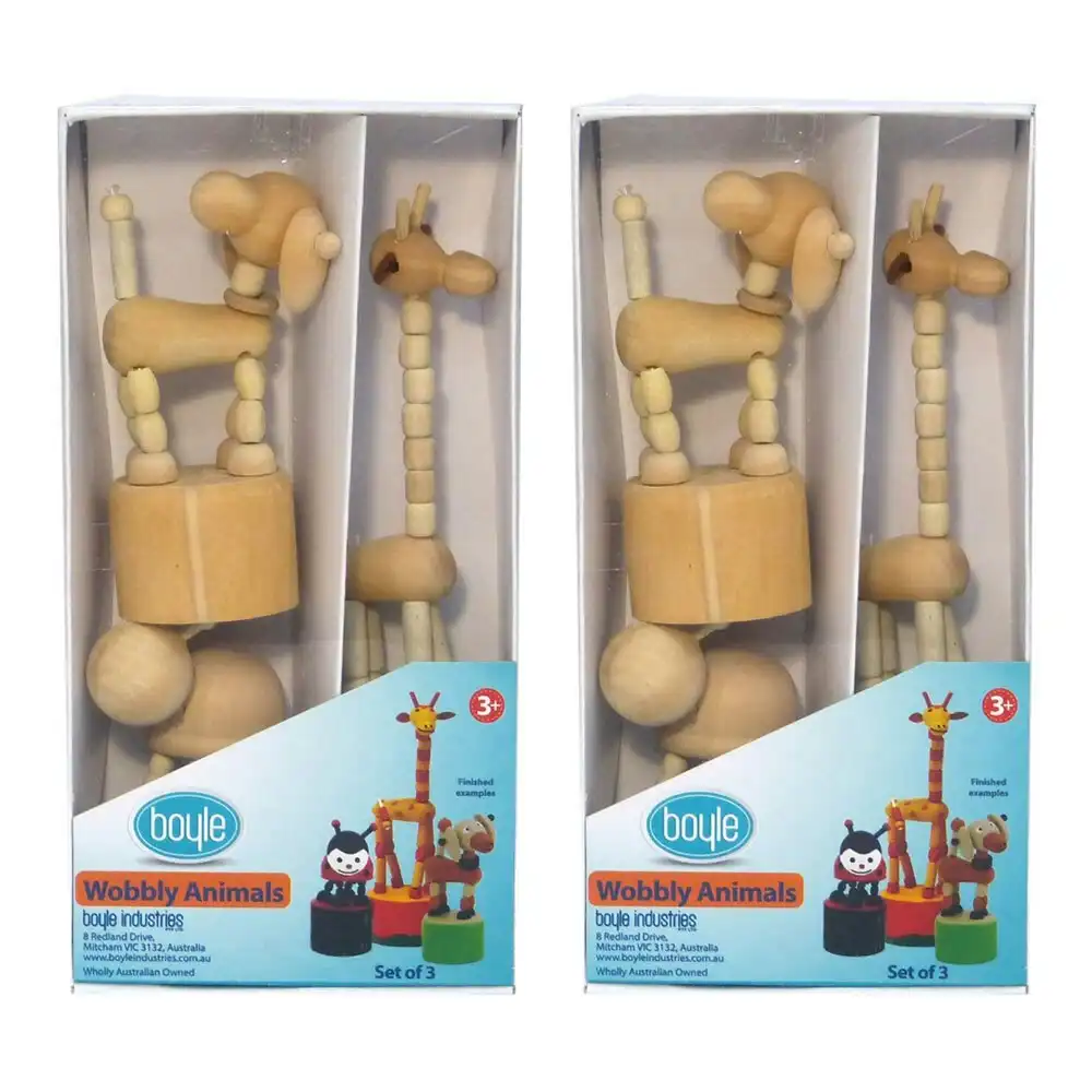 2x 3pc Crafty Kits Wobbly Animals Giraffe/Dog/Ladybug Kids DIY Art/Craft Toy
