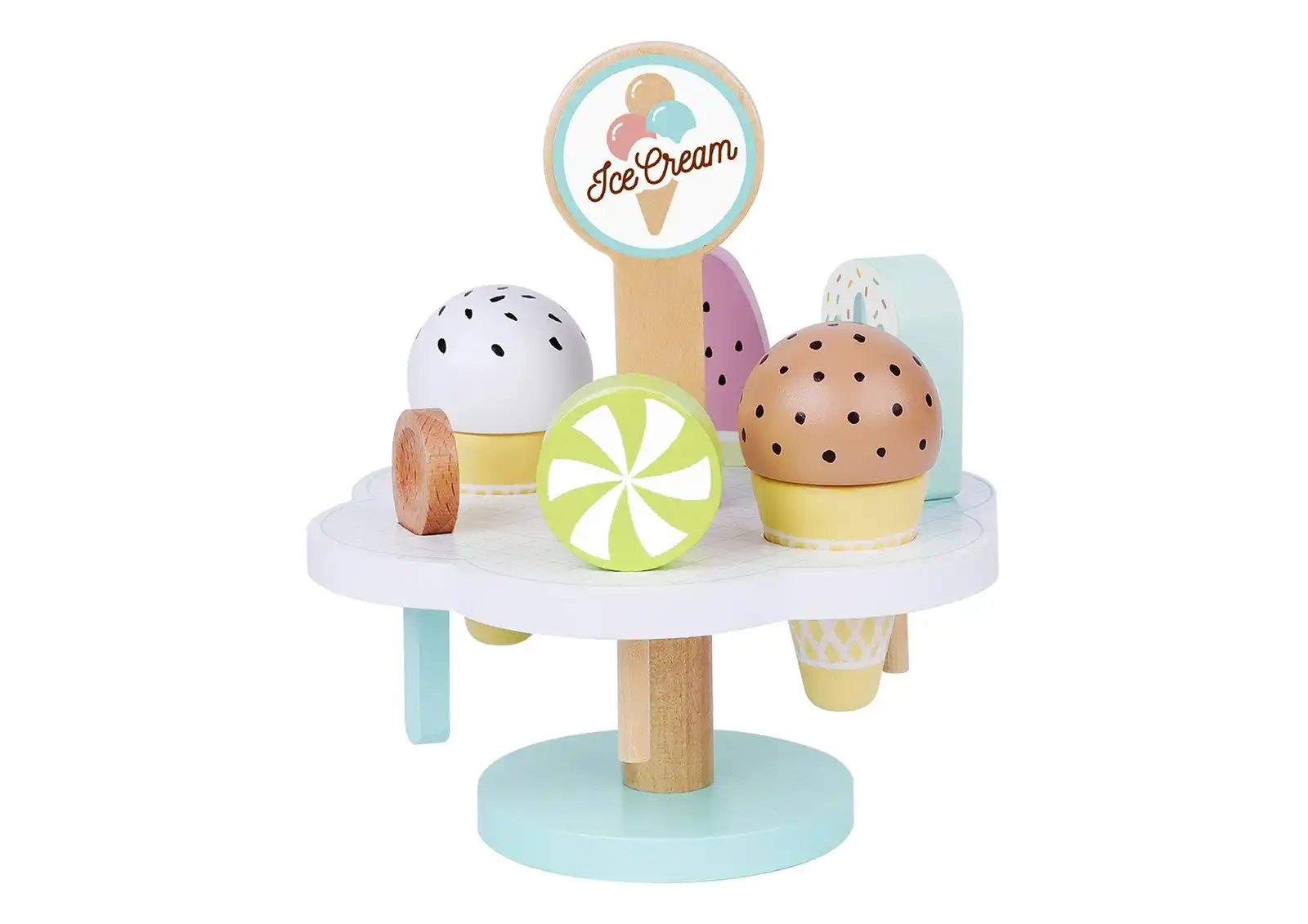 7pc Tooky Toy Wooden Ice Cream/Icy Poles/Scoop Kids/Children Pretend Play Set 3+