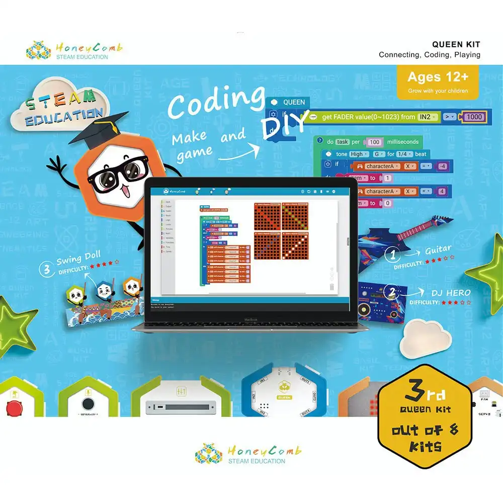 Honeycomb DiY Queen Kit Connecting/Coding Educational/Learning Kids Toy 12y+