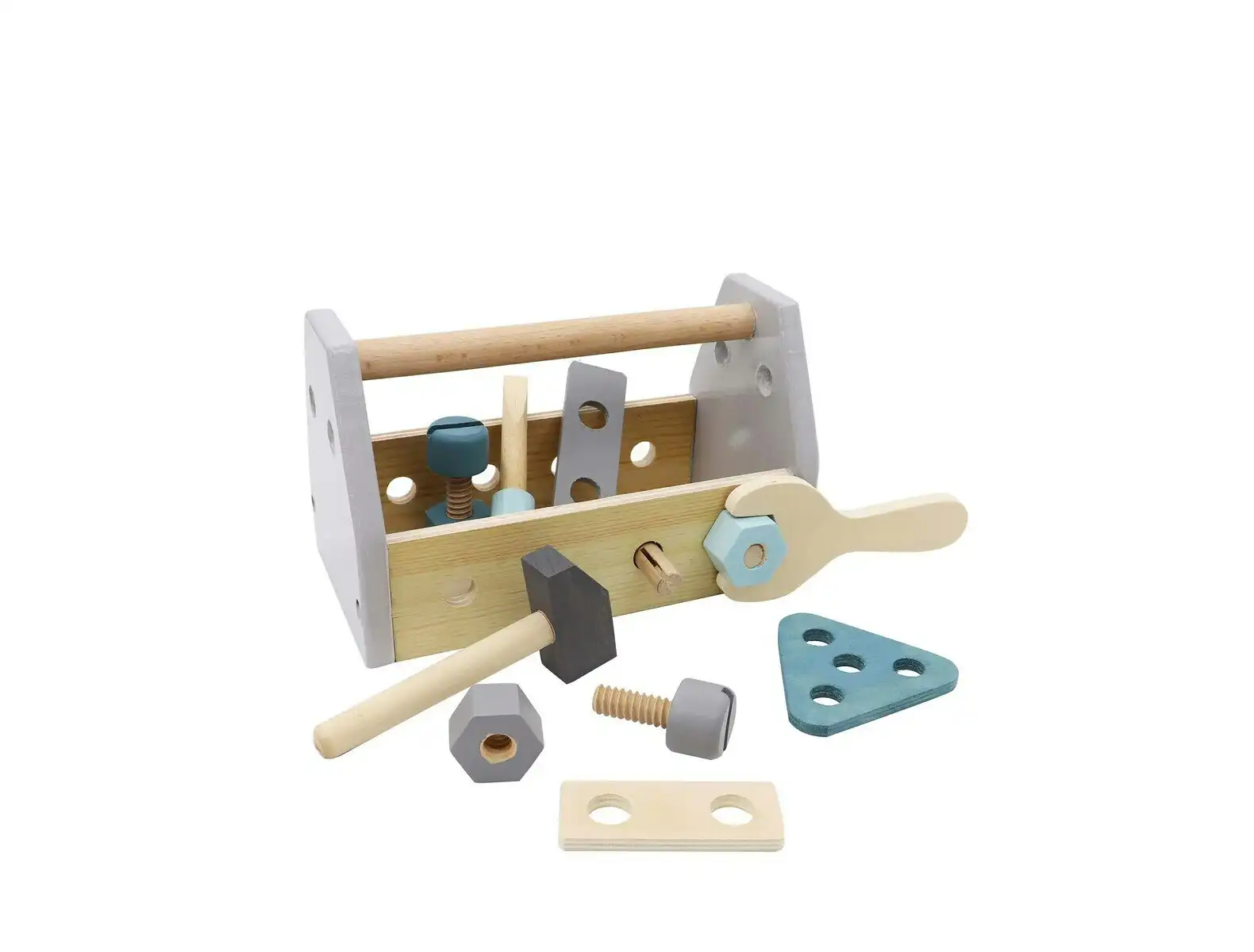 Kaper Kidz Toddler Calm & Breezy Wooden Hammer/Bolts Toolbox 20.5x13cm Toy 18m+