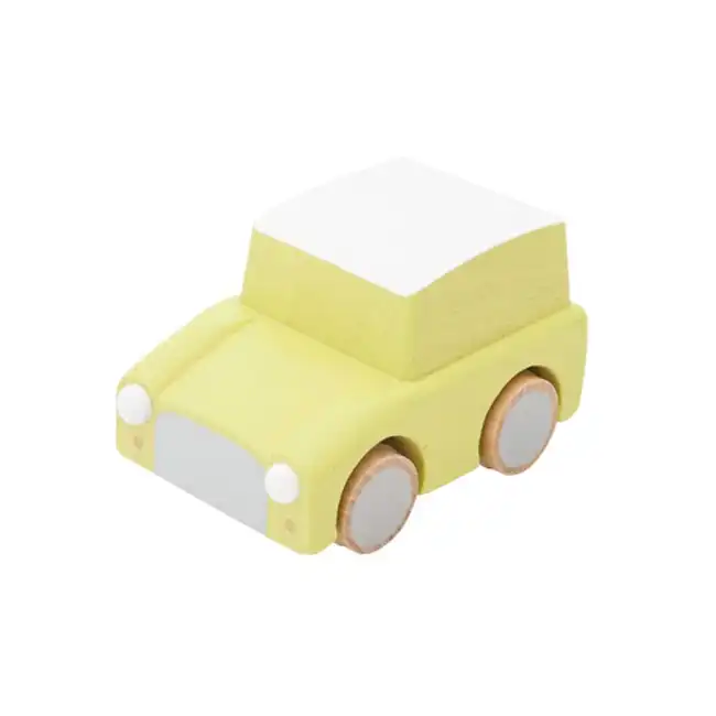 Kiko & gg Kuruma 9cm Car/Vehicle Kids/Children Wooden Pull Back Toy Yellow 3+