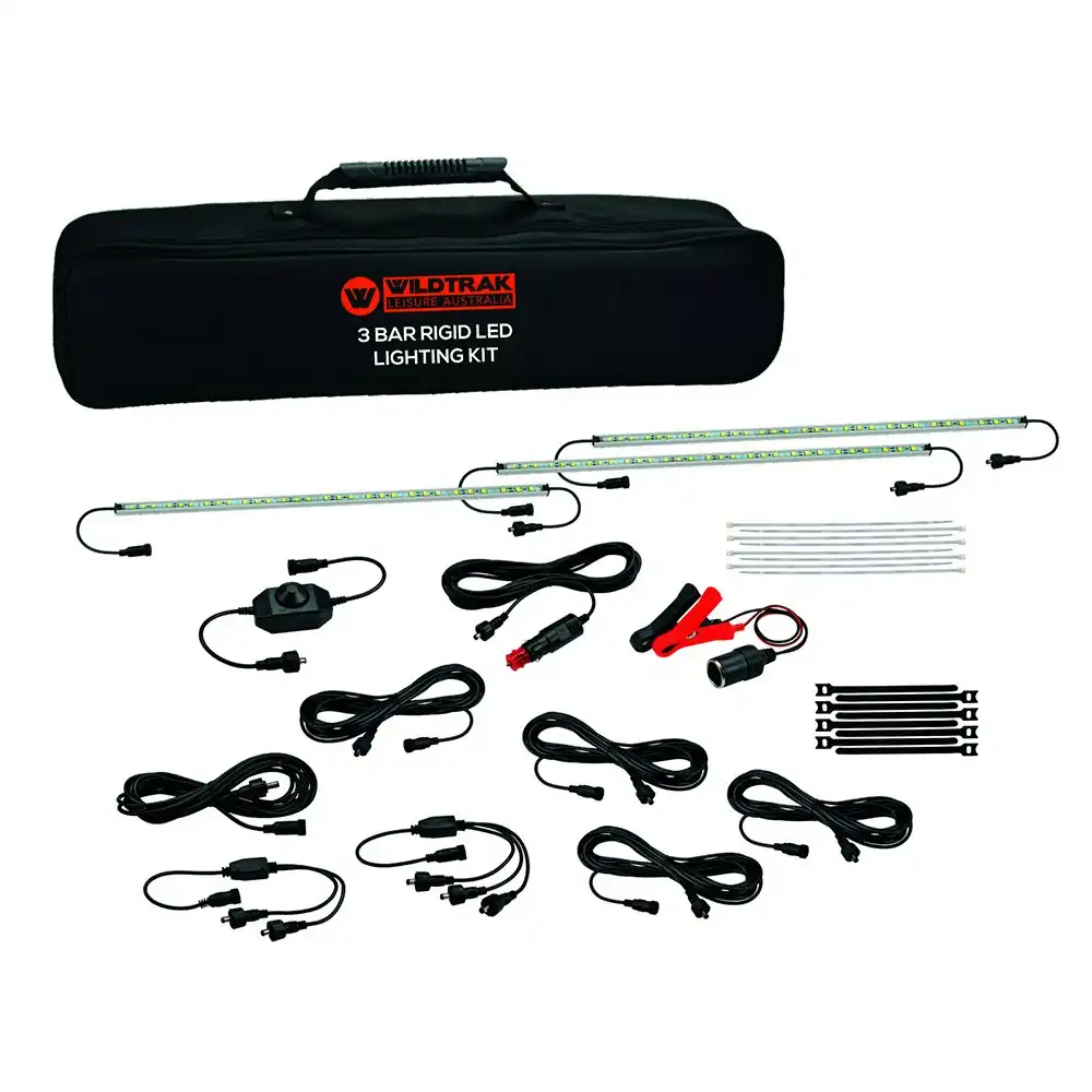 3pc Wildtrak Luminite 300 Rigid Bar LED Lighting Kit & Carry Bag Outdoor Camping