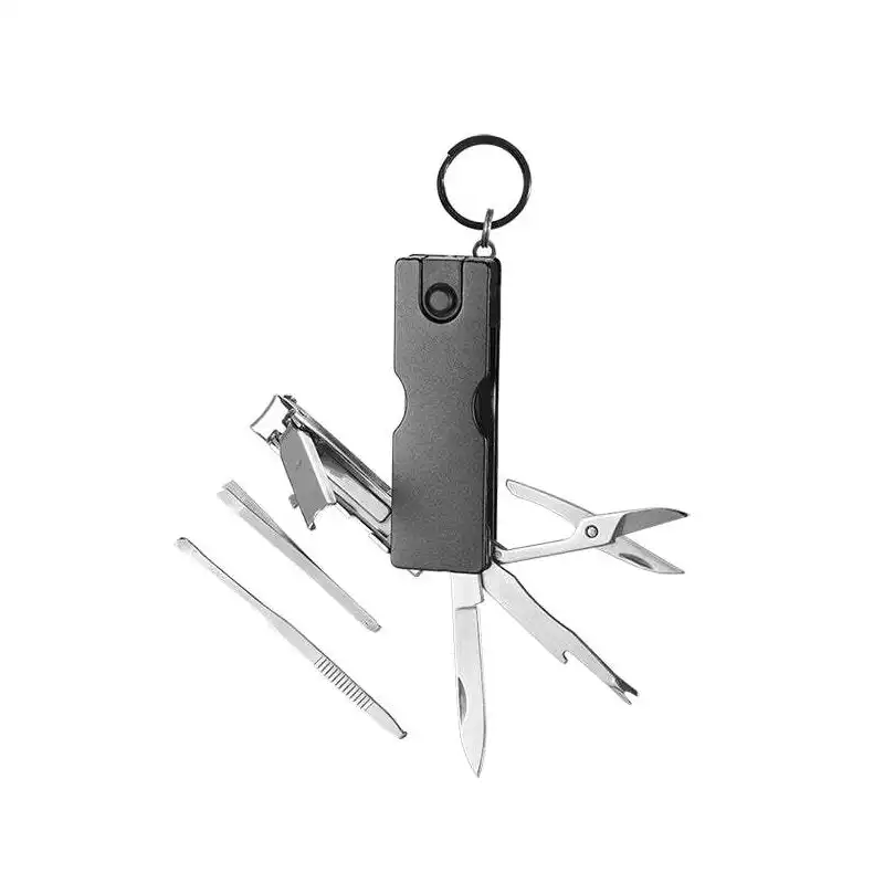 Men's Republic Key Ring Multi Tool With LED Light Home DIY Gift Set Black