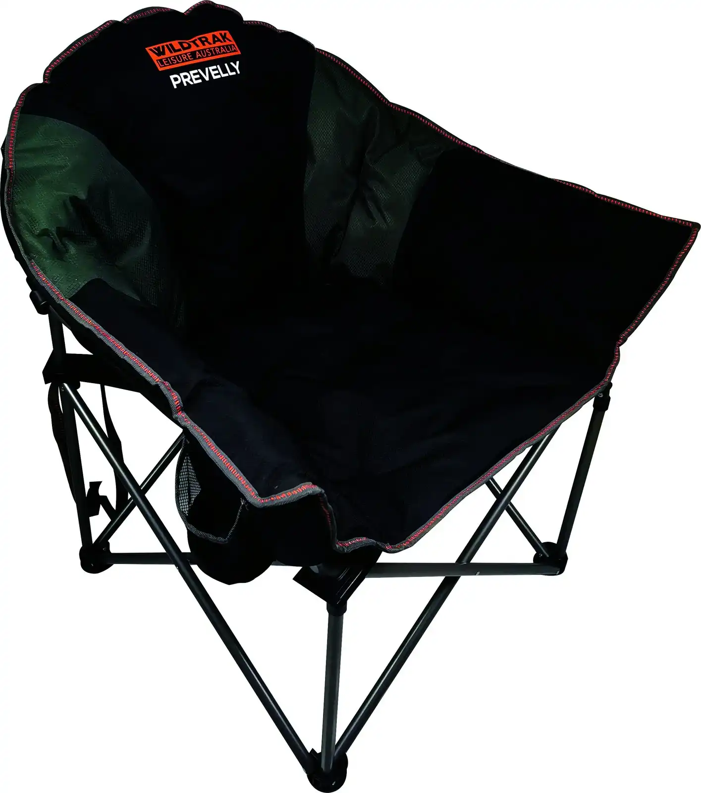 Wildtrak Prevelly 96cm Camp Chair w/ Cup Holder Outdoor Camping Seat Black/Grey