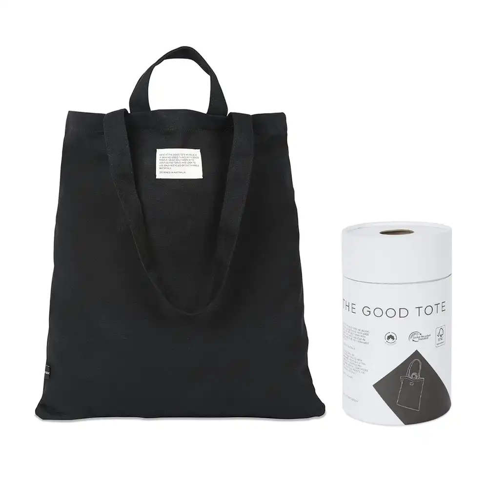 The Good Brand Cotton Tote Hand Carry Shoulder Bag w/Straps Black Boxed 50x45cm
