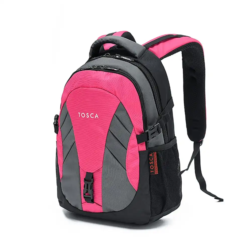 Tosca 20L/42x27x17cm Padded Multi Compartment Shoulder Backpack Bag - Grey/Pink