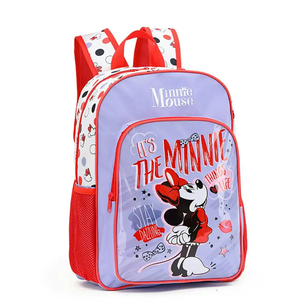 Disney Minnie Mouse PVC Kids/Childrens Shoulder Zippered Backpack Bag 42x27x15cm