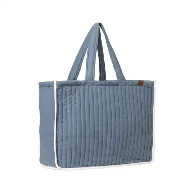 Fabelab 60x45cm Quilted Weekend Storage Bag Carry Tote Chambray Blue Spruce