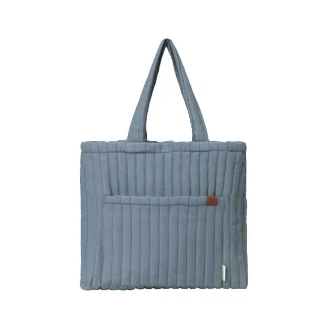Fabelab Quilted Cotton Carry Tote Storage 50cm Travel Bag Chambray Blue Spruce
