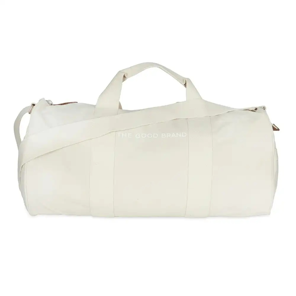 The Good Brand Recycled Cotton Duffle Hand Carry Shoulder Bag w/ Straps Ecru