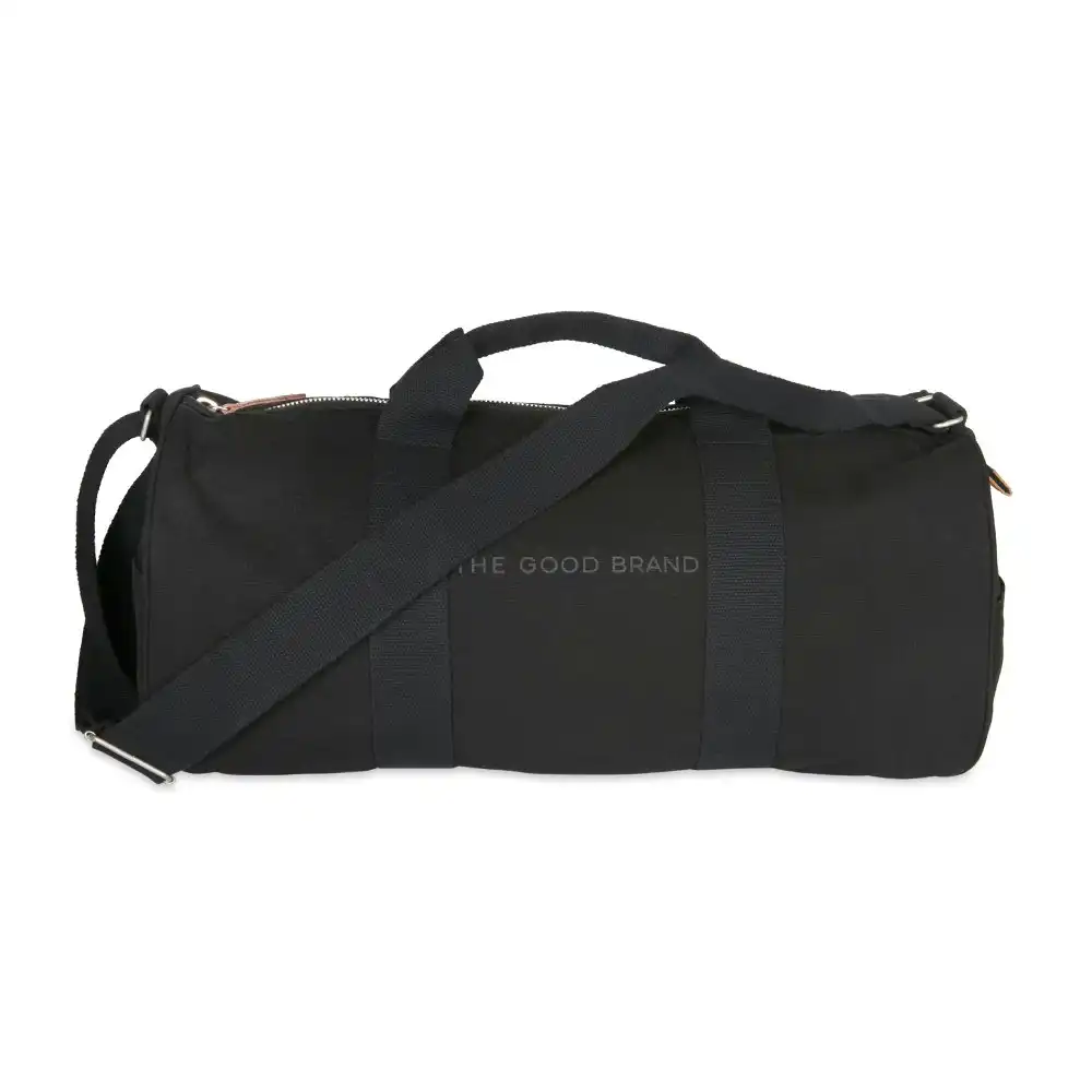 The Good Brand Recycled Cotton Duffle Hand Carry Shoulder Bag w/ Straps Black