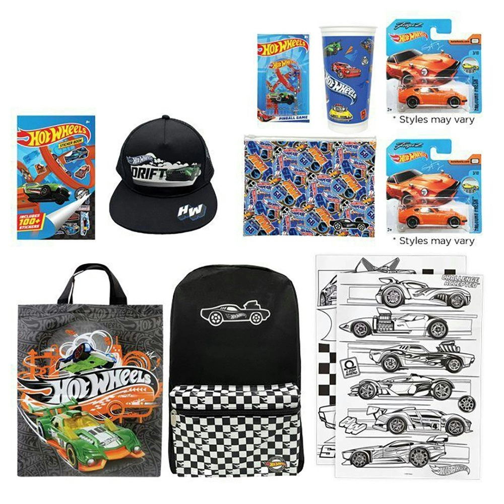 Hot Wheels 23 Kids Showbag Backpack/Pencil Case/Pin Ball Sticker Book Tumbler