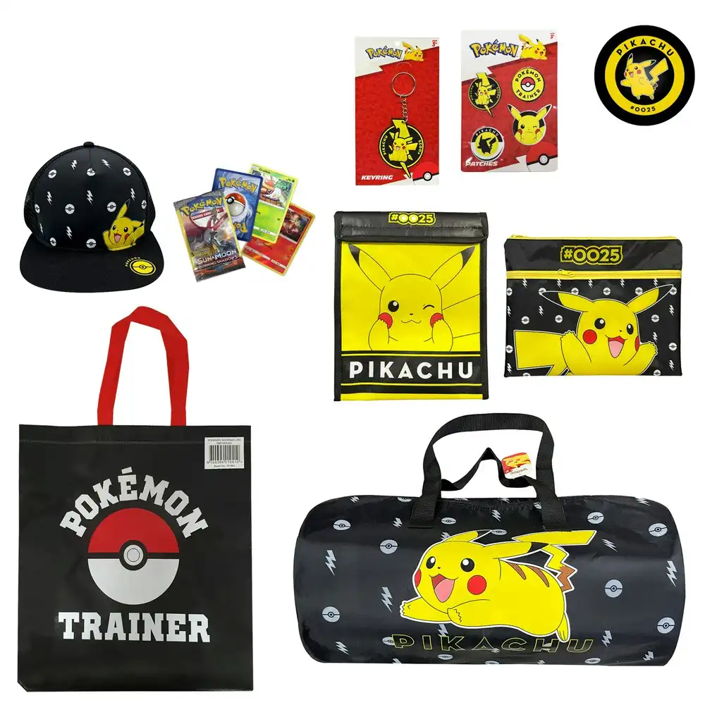 Pokemon Go 23 Kids Showbag Cap Cooler/Duffle Bag High Bounce Ball/Pencil Case