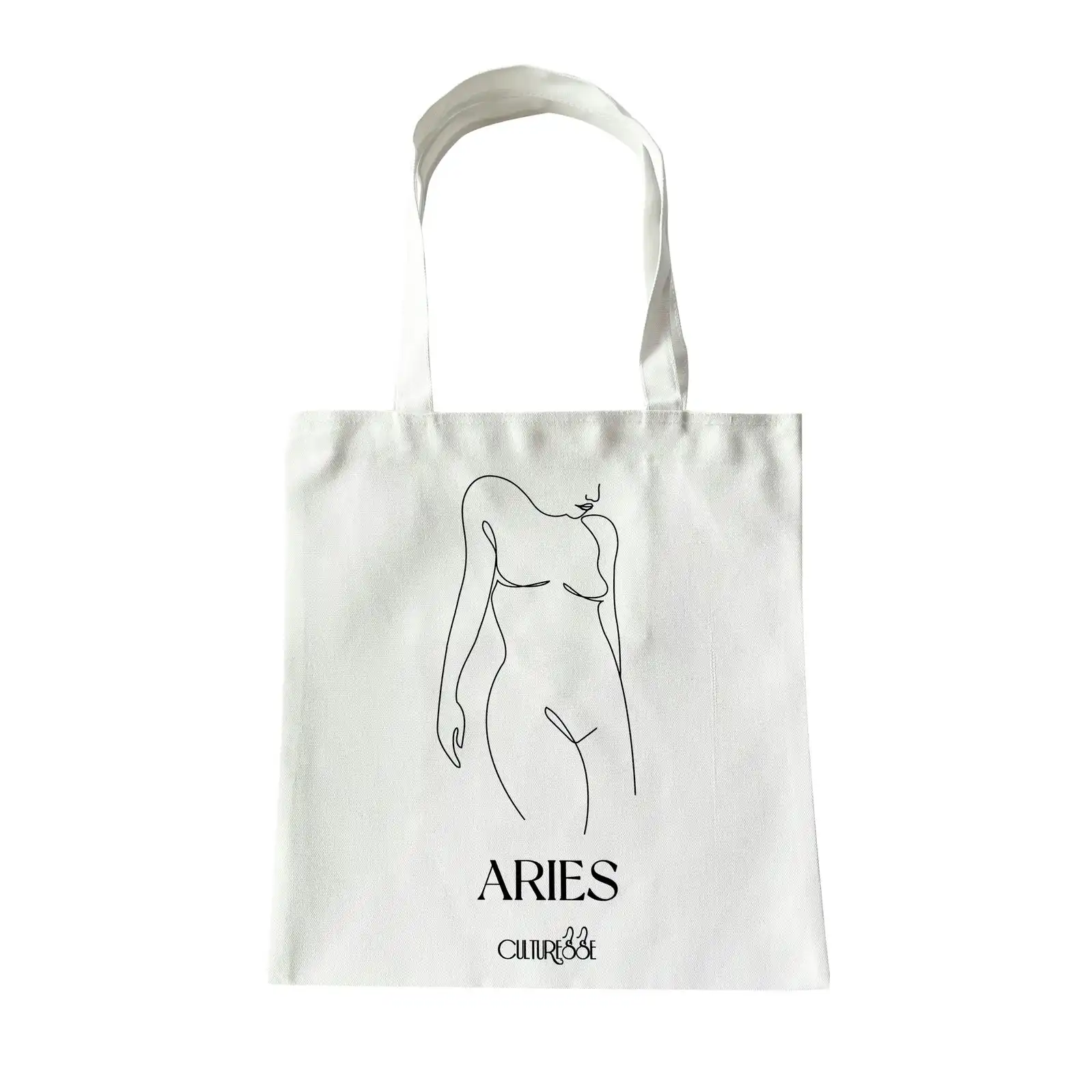 Culturesse She Is Aries Eco Zodiac 38cm Muse Tote Bag Womens Fashion Handbag WHT