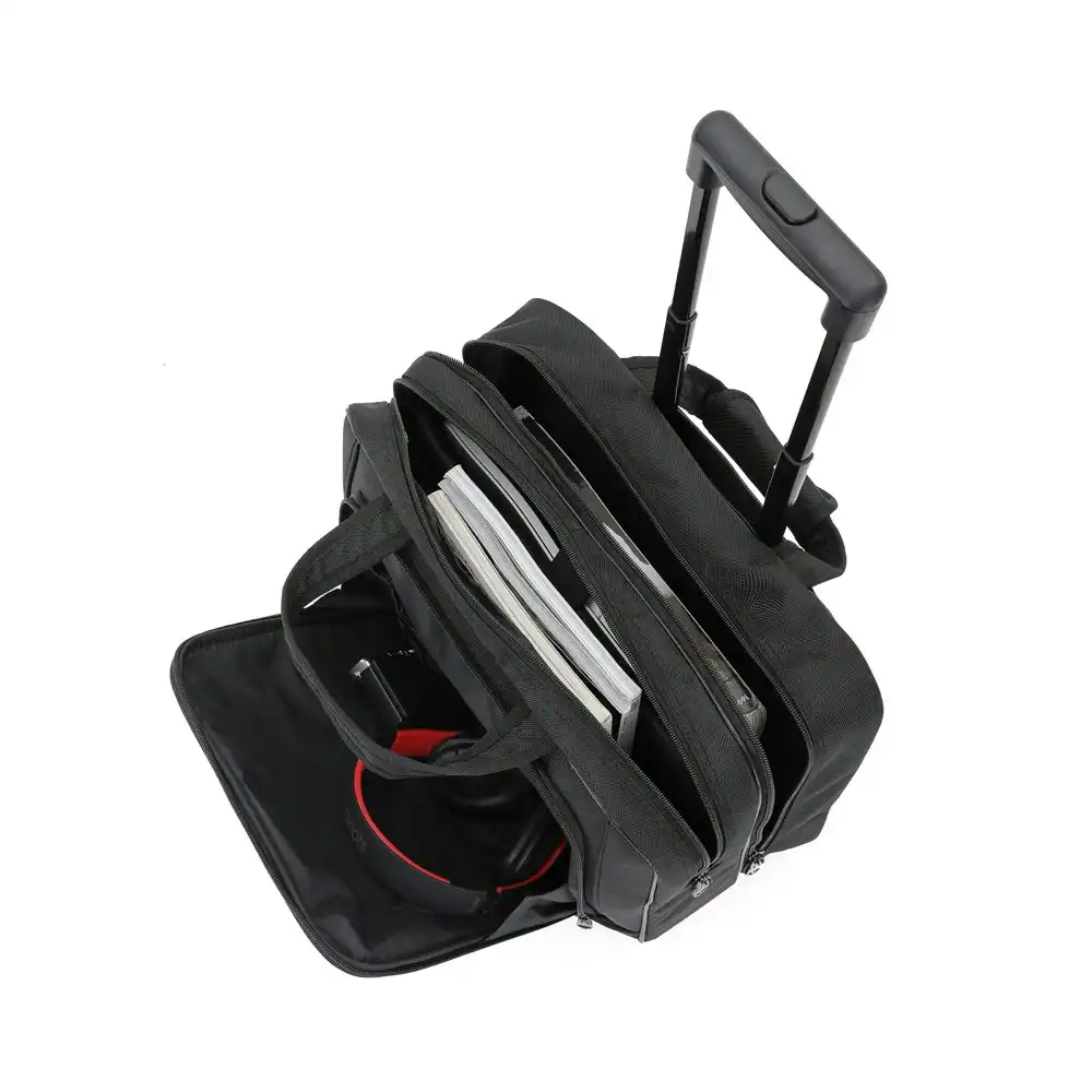 Tosca Delux Business Wheeled Laptop Trolley/Suitcase/Bag 43x20x32.5cm - Black