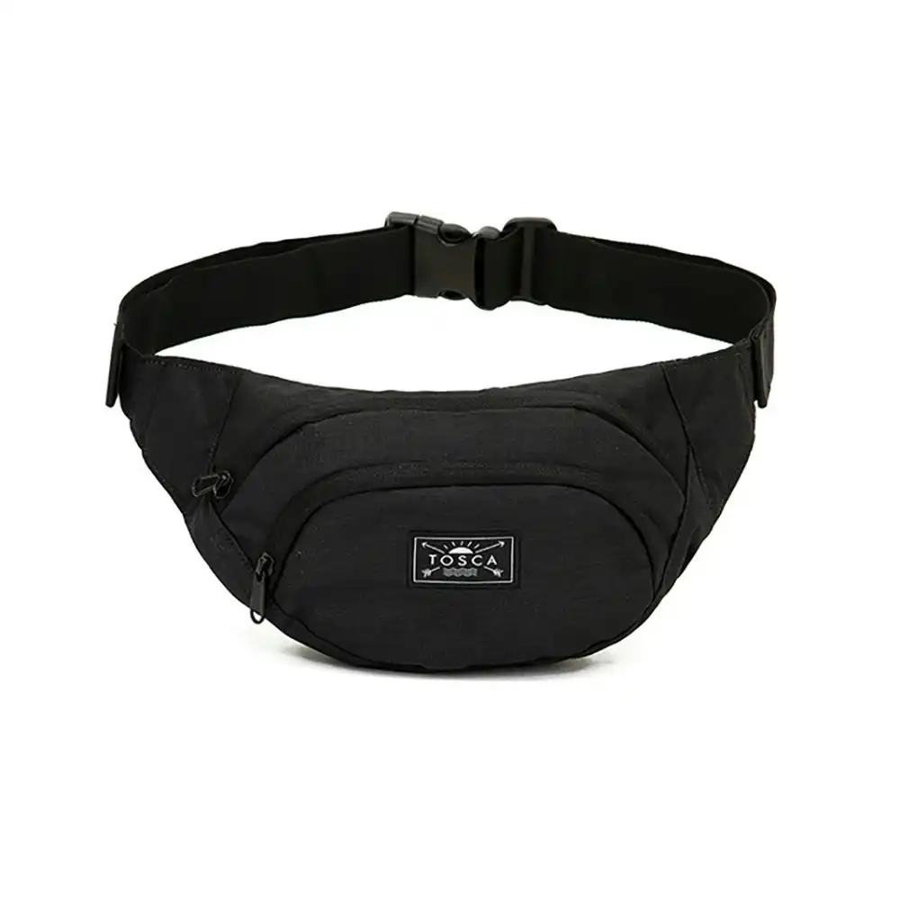 Tosca Adjustable Waist Bum Travel/Personal/Day Bag/Pack 25x6.5x13cm - Black