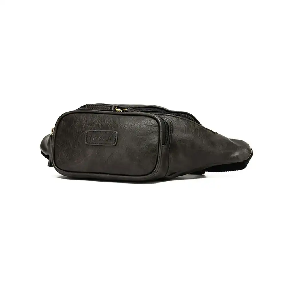 Tosca Vegan Leather Bum Waist Personal Travel Bag/Pouch 30x13x15cm - Ash Black