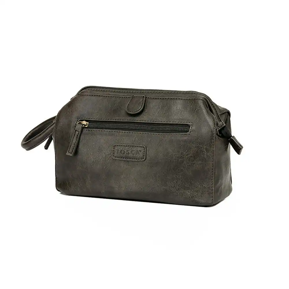 Tosca Vegan Leather Wash/Toiletry/Personal Bag/Pouch 25x12x18cm - Ash Black