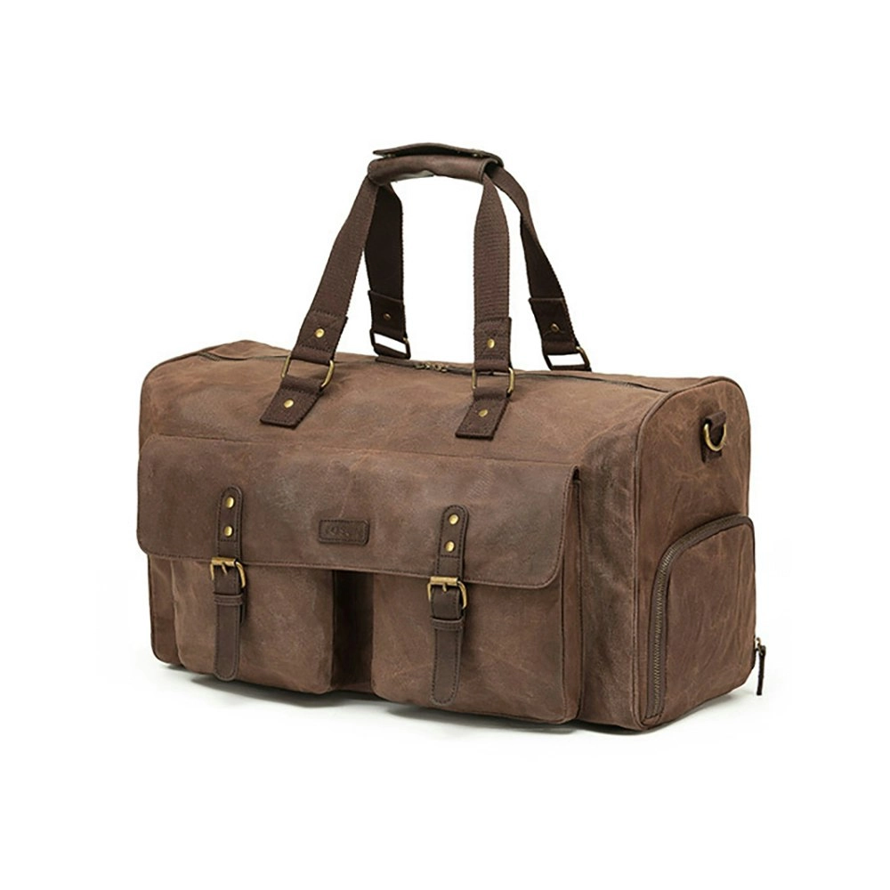 Tosca Waxed Canvas Duffle Weekender/Overnight Bag w/ Buckle 65x25x27cm Brown