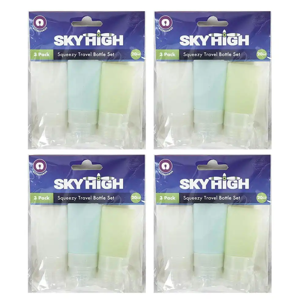 12pc Sky High Travel Squeezy Bottle Set Assorted Colours Luggage Organisation