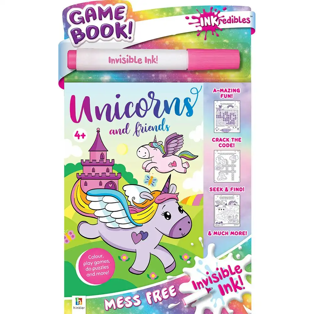 4x Inkredibles: Invisible Ink Unicorns and Friends Activity Kit Kids Book 4y+