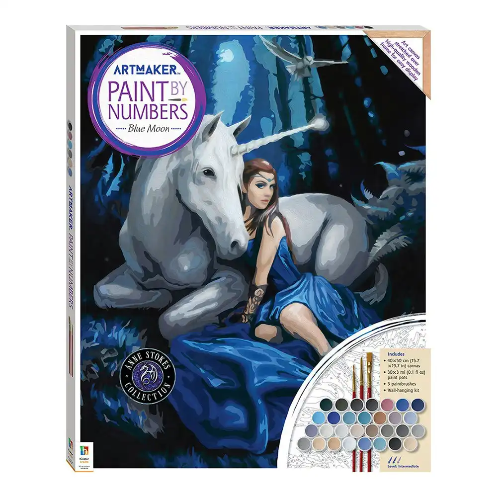 Art Maker Paint by Numbers Canvas Blue Moon Painting Set Art/Craft Activity