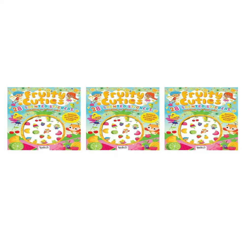 3x Bookoli Puffy Sticker Scented: Fruity Cuties Kids Activity Book Art/Craft
