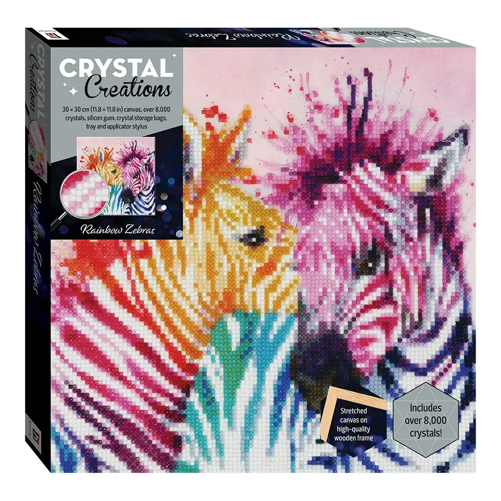 Art Maker Crystal Creations Canvas: Rainbow Zebras Craft Activity Kit 14y+
