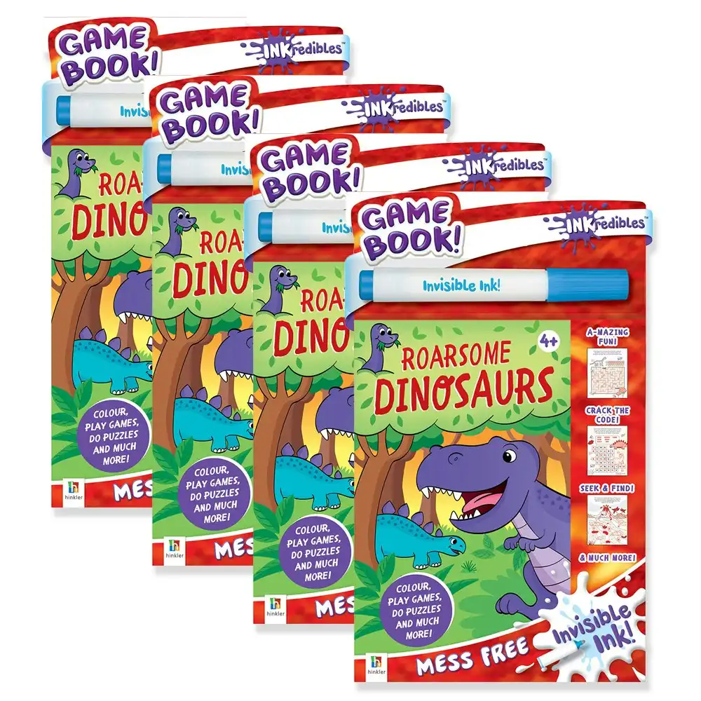 4x Inkredibles: Invisible Ink Roarsome Dinosaurs Activity Kit Kids Art Book 4y+