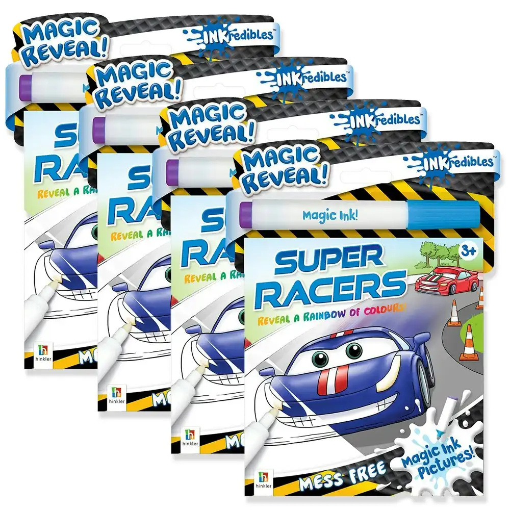 4x Inkredibles: Super Racers Magic Ink Colouring Activity Kit Kids Art Book 3y+