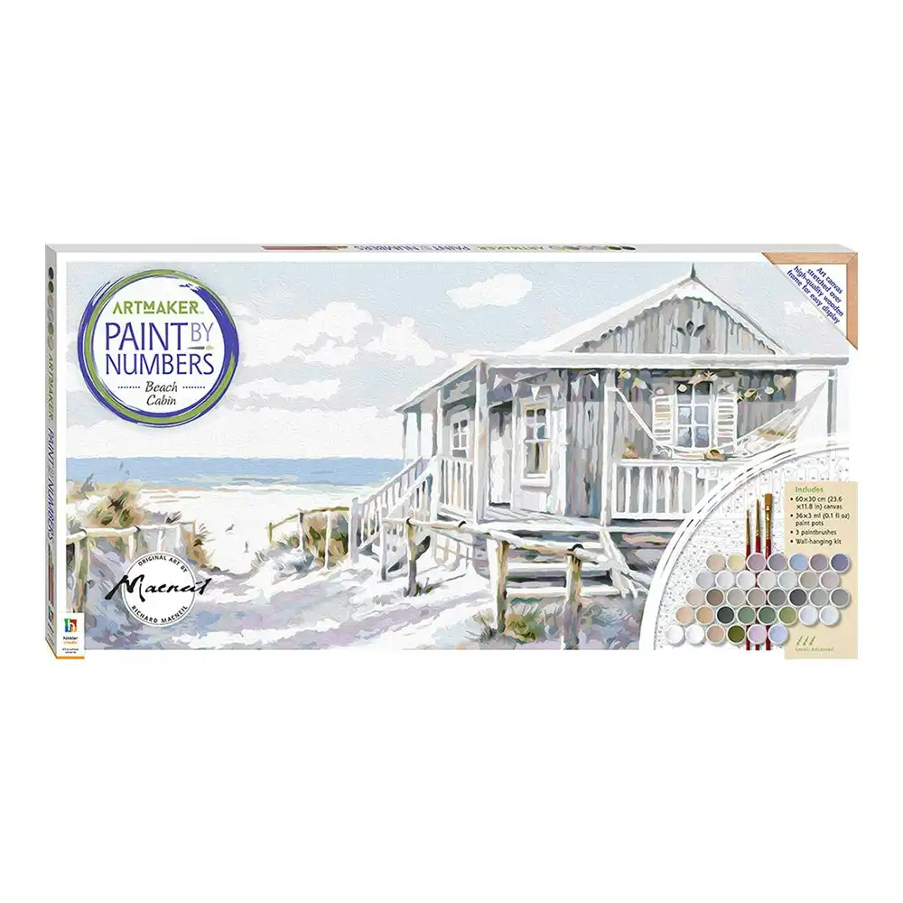 Art Maker Paint by Numbers Canvas Beach Cabin Painting Set Craft Activity