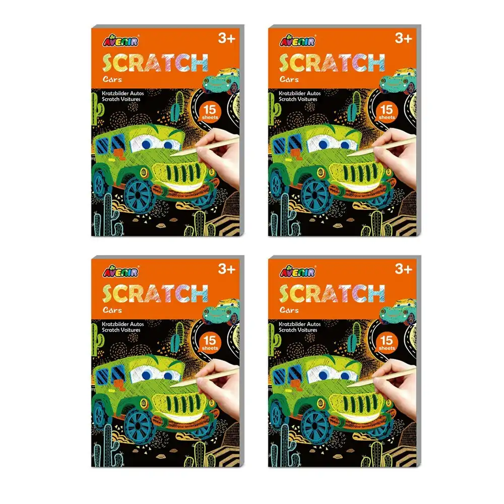 4x Avenir Mini Scratch Book Cars Learning Art/Craft Kids/Toddler Activity 3y+