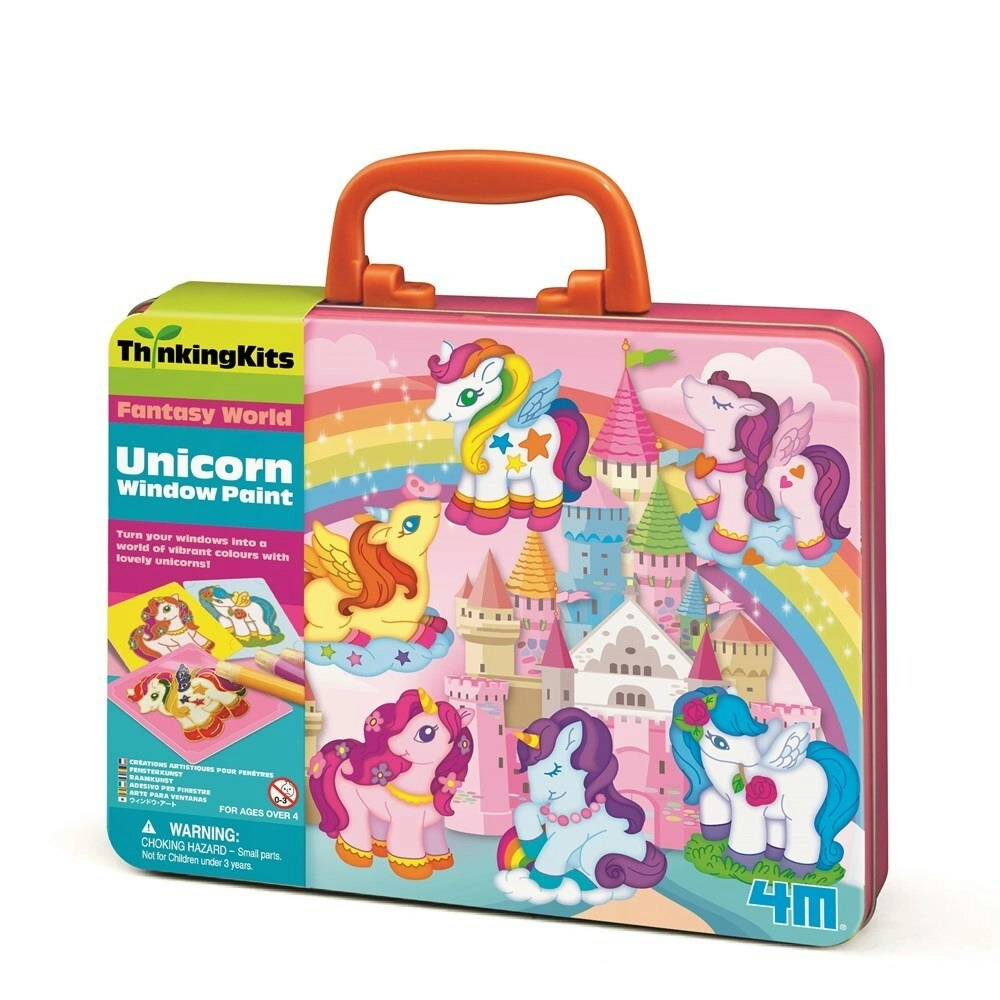 4M Thinking Unicorn Window Paints w/ Carry Case Kids Art/Craft Activity 4y+