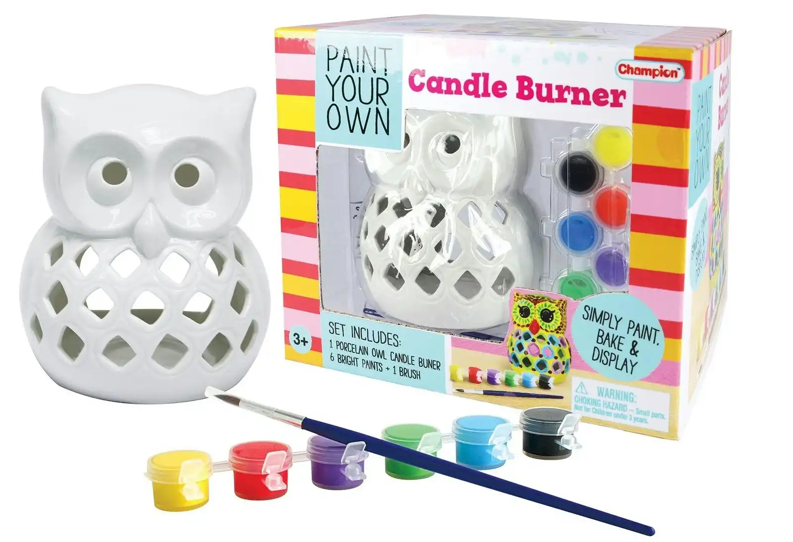 Kaper Kidz Pyo Ceramic Owl Candle Burner Kids/Children DIY Painting Craft Kit 5+