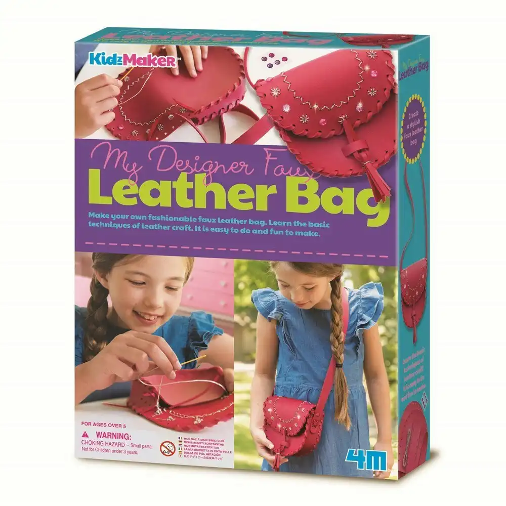 4M KidzMaker Make Your Own 27.5cm My Designer Faux Leather Bag Kids 5y+ Red