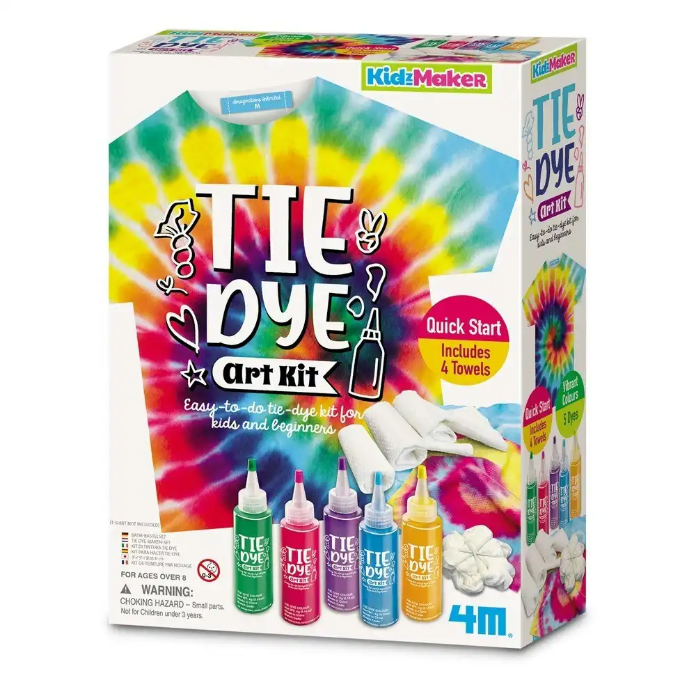 4M KidzMaker Tie Dye Art Kit Draw/Paint Colorful Kids Creative Activity Set 8y+