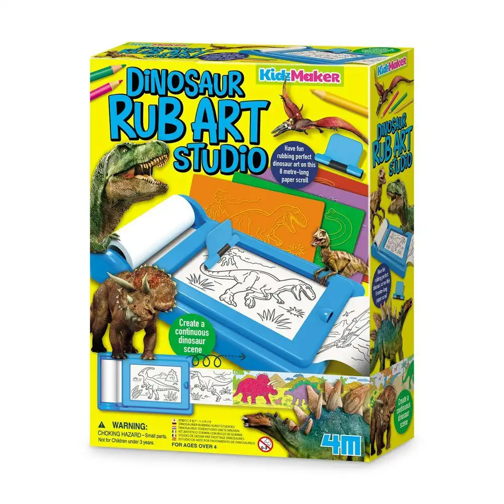 4M KidzMaker Dinosaur Rub Art Studio Kids/Childrens Painting Art/Craft Kit 4y+