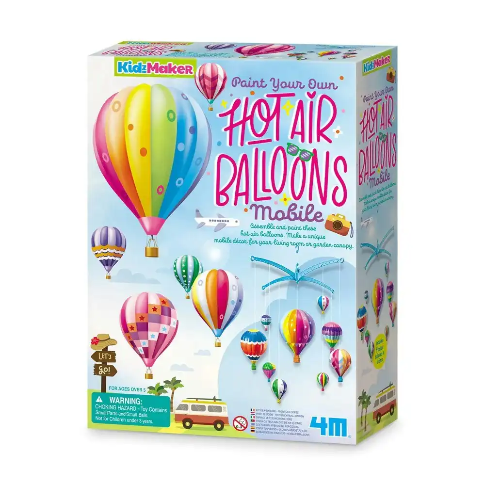 4M KidzMaker Hot Air Balloons Mobile Kids/Childrens Art/Craft Painting Kit 5y+