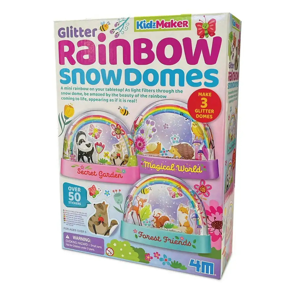 4M KidzMaker Mini Glitter Rainbow Water Domes Kids/Childrens Art/Craft Kit 5y+