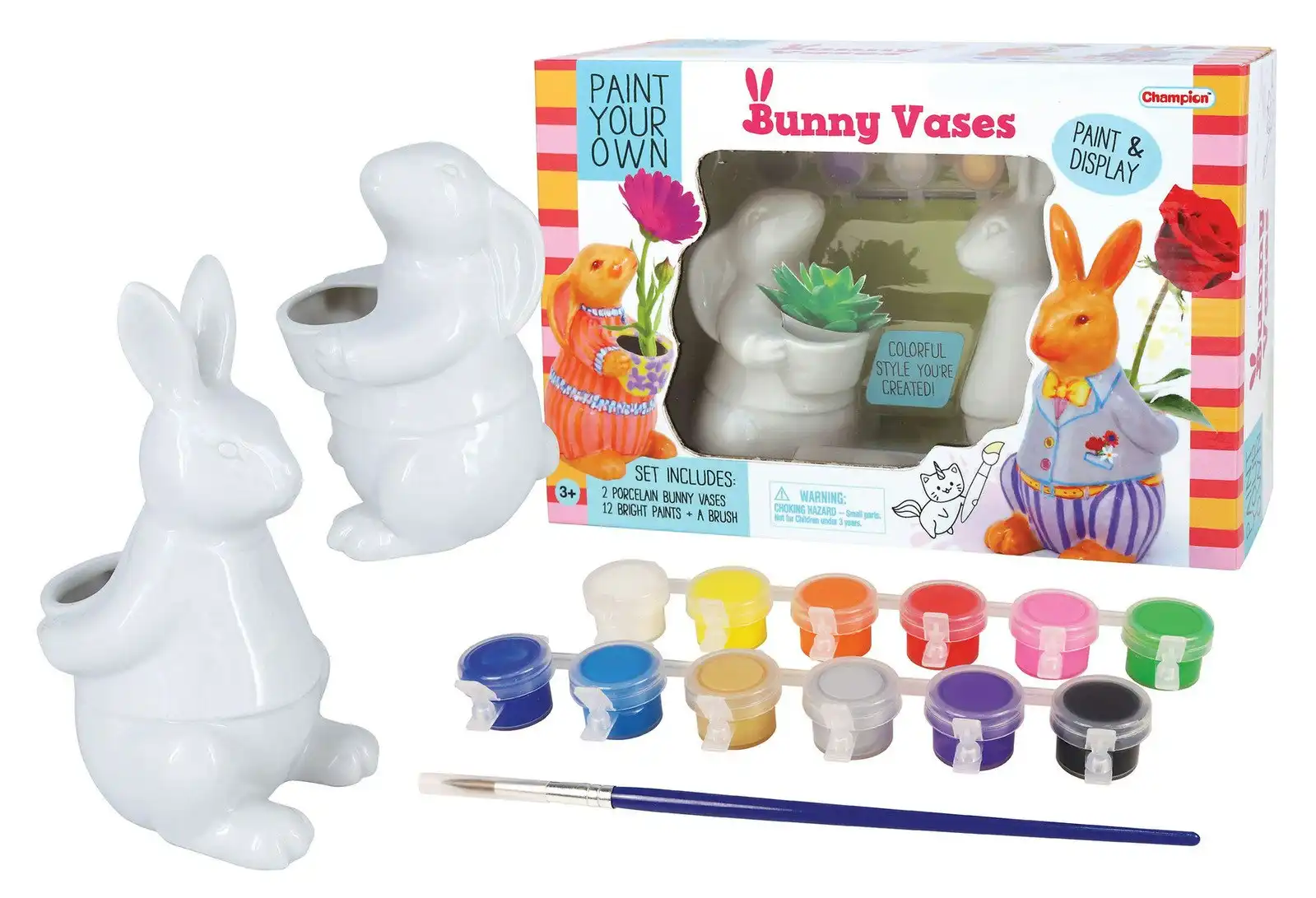 Kaper Kidz Pyo Bunny Painting Vase Kids/Children Painting DIY Craft Toy Kit 5+