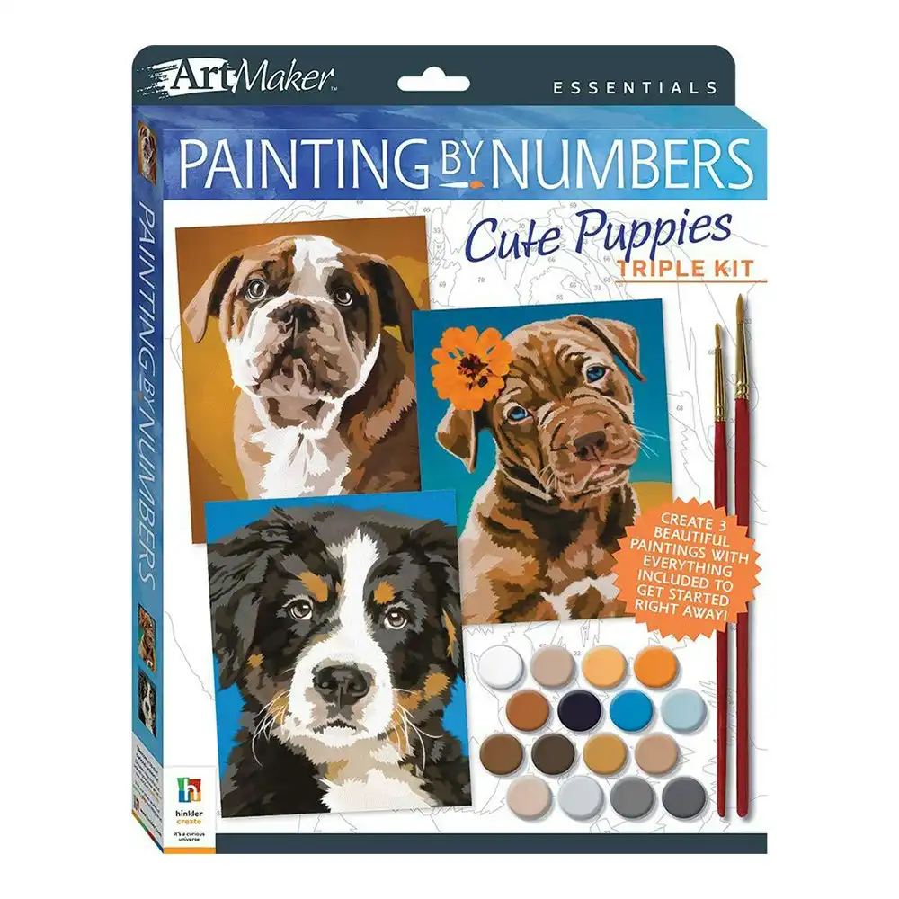 Art Maker Essentials: Painting by Numbers Cute Puppies Art/Craft Kit 12y+
